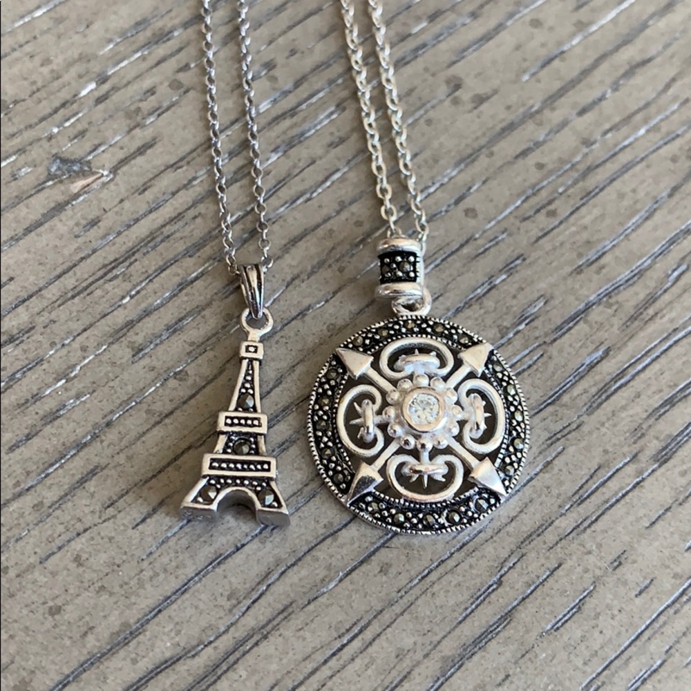 Black Charcoal and Silver Necklaces